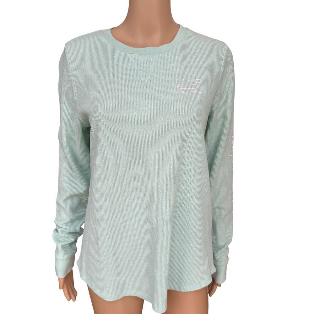 Vineyard Vines mint green cotton blend waffle thermal long-sleeve shirt sz S